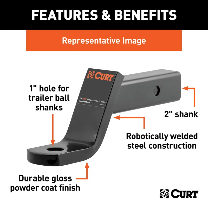 Curt Class 3 Ball Mount With 2-Inch Shank – 6-Inch Drop, 9-1/4-Inch Length, 7,500-Pound Capacity 1