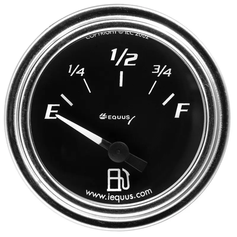Equus Chrome Fuel Level Gauge – 2-Inch Diameter Analog Dashboard Instrument 1