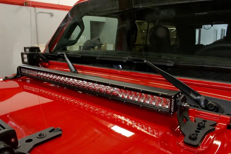 Go Rhino 731300T Xe Hood Hinge Led Light Mount – Compatible With 30" Single-Row Bars On Jeep Jl/Jt 1