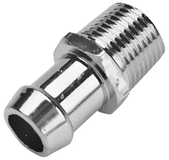 Proform 66369 Chrome Straight Intake Fitting: 1/2" Npt Male To 5/8" Hose Barb 1