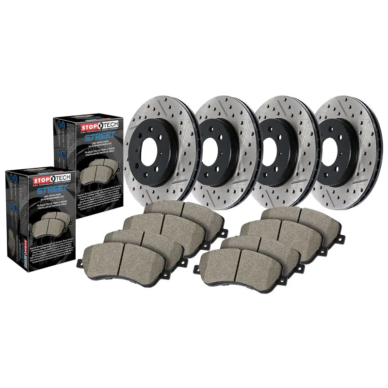 Stoptech Street 4-Wheel Brake Kit With Drilled & Slotted Rotors (935.65005) 1